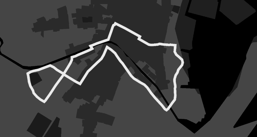 Actual simulation route used for the synchronized Aarhus walk
